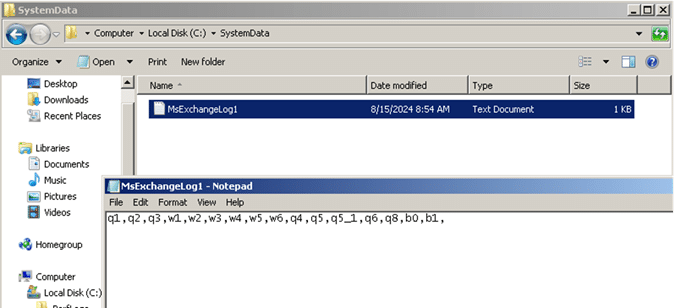 Figure 1 : Contenu de MsExchangeLog1.log en cours d'exécution